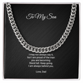To My Son Necklace - Proud Of The Man You Are Becoming, Cuban Link Chain Gift From Dad