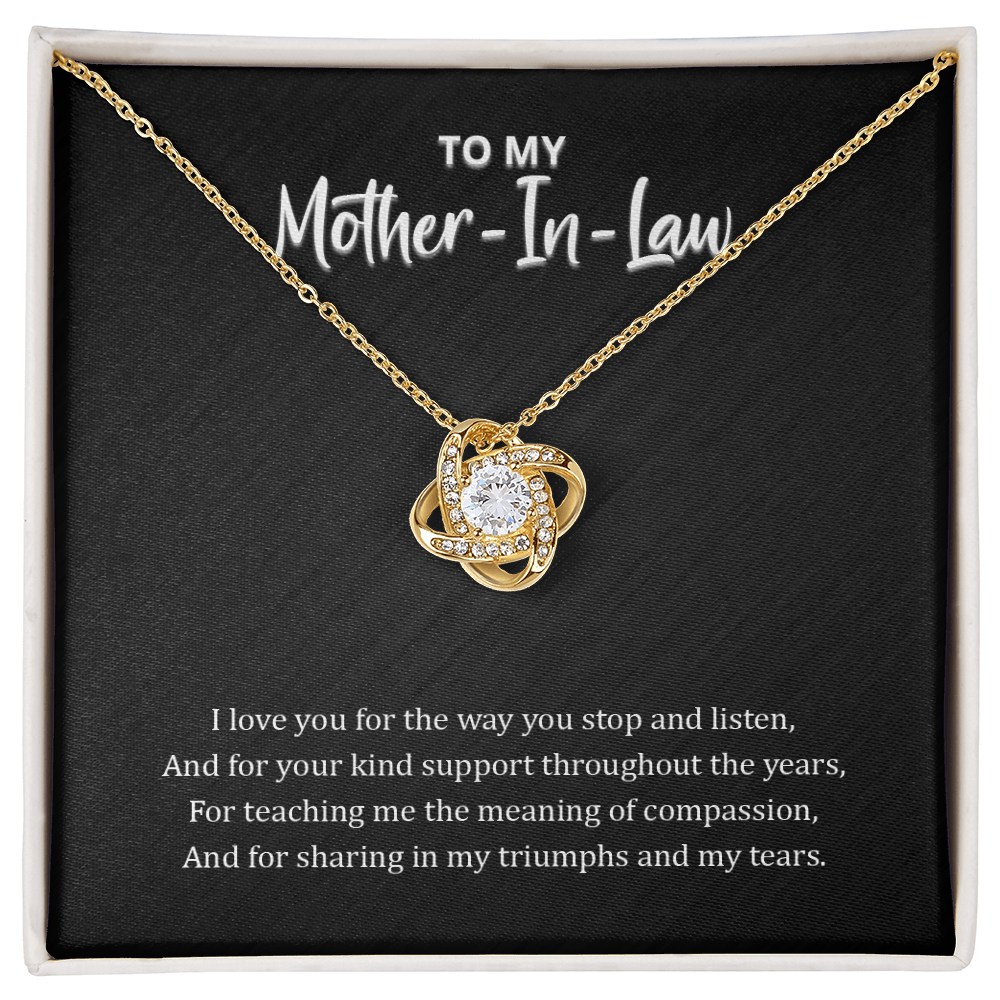 To My Mother-In-Law Necklace - Thank You For Your Kind Support, Love Knot Pendant Gift For Mother In Law