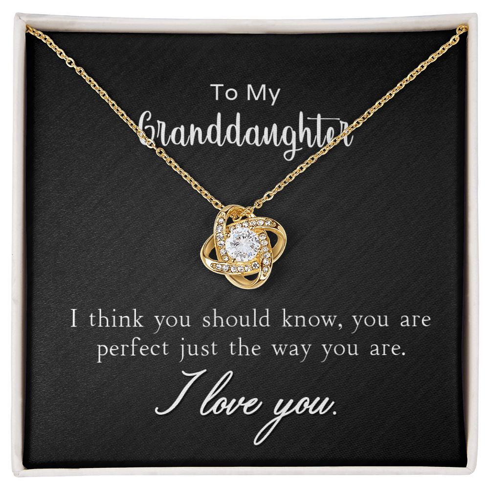 To My Granddaughter Necklace - Perfect Just The Way You Are, Love Knot Pendant Gift From Grandma