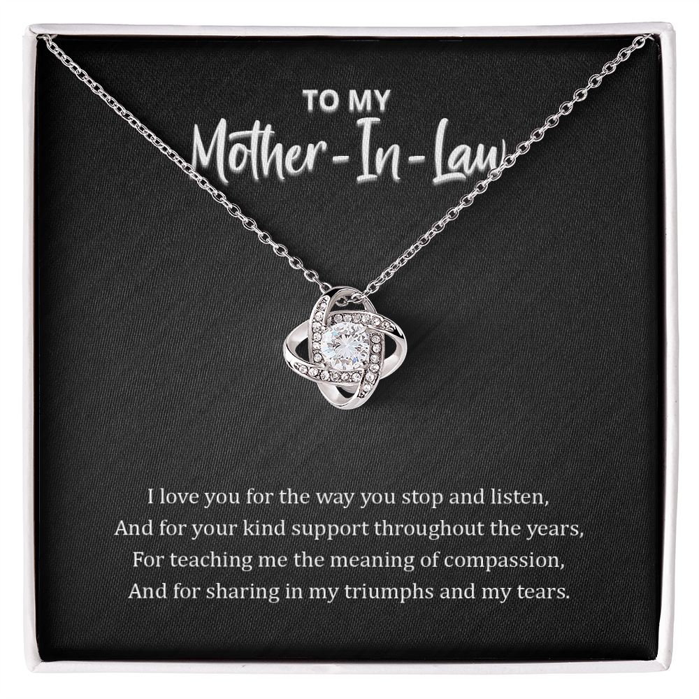 To My Mother-In-Law Necklace - Thank You For Your Kind Support, Love Knot Pendant Gift For Mother In Law