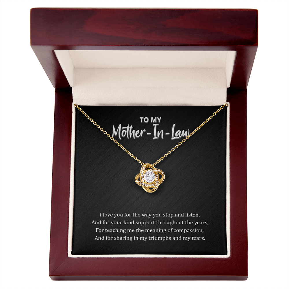 To My Mother-In-Law Necklace - Thank You For Your Kind Support, Love Knot Pendant Gift For Mother In Law