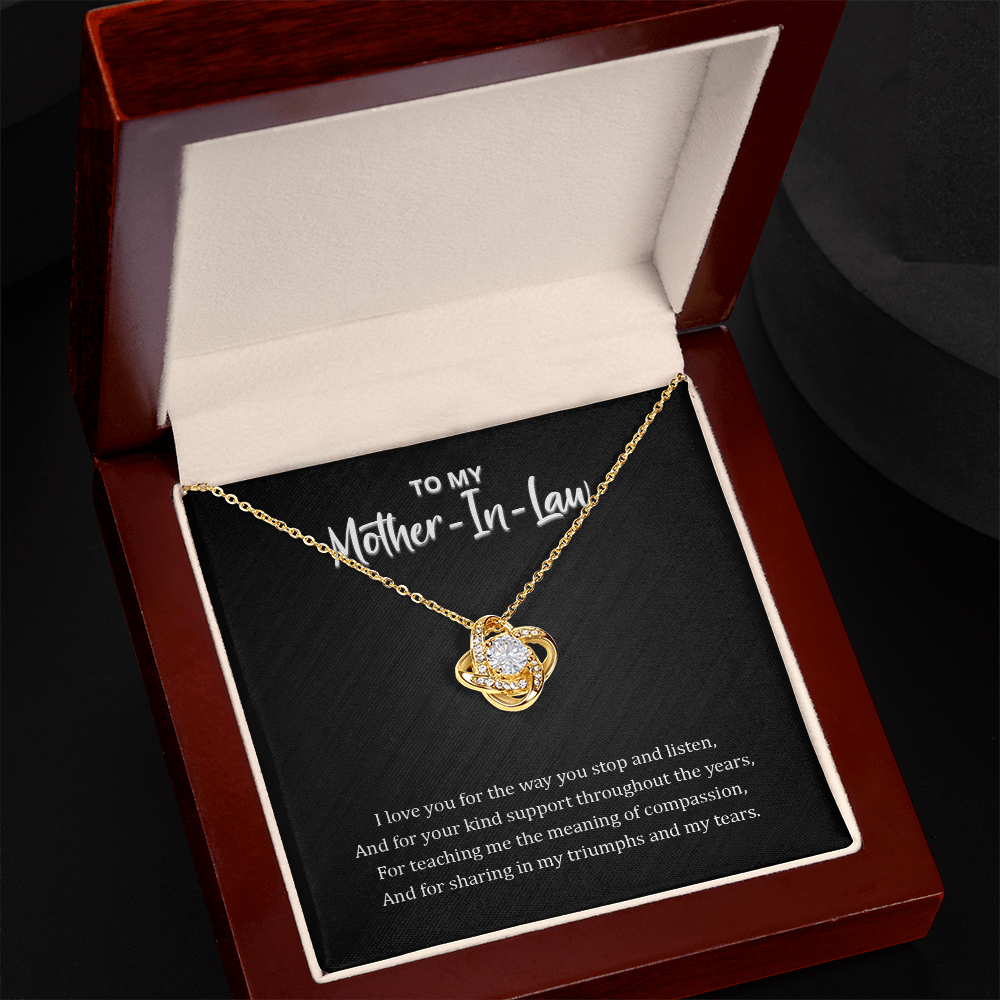 To My Mother-In-Law Necklace - Thank You For Your Kind Support, Love Knot Pendant Gift For Mother In Law