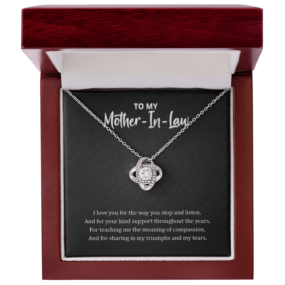To My Mother-In-Law Necklace - Thank You For Your Kind Support, Love Knot Pendant Gift For Mother In Law