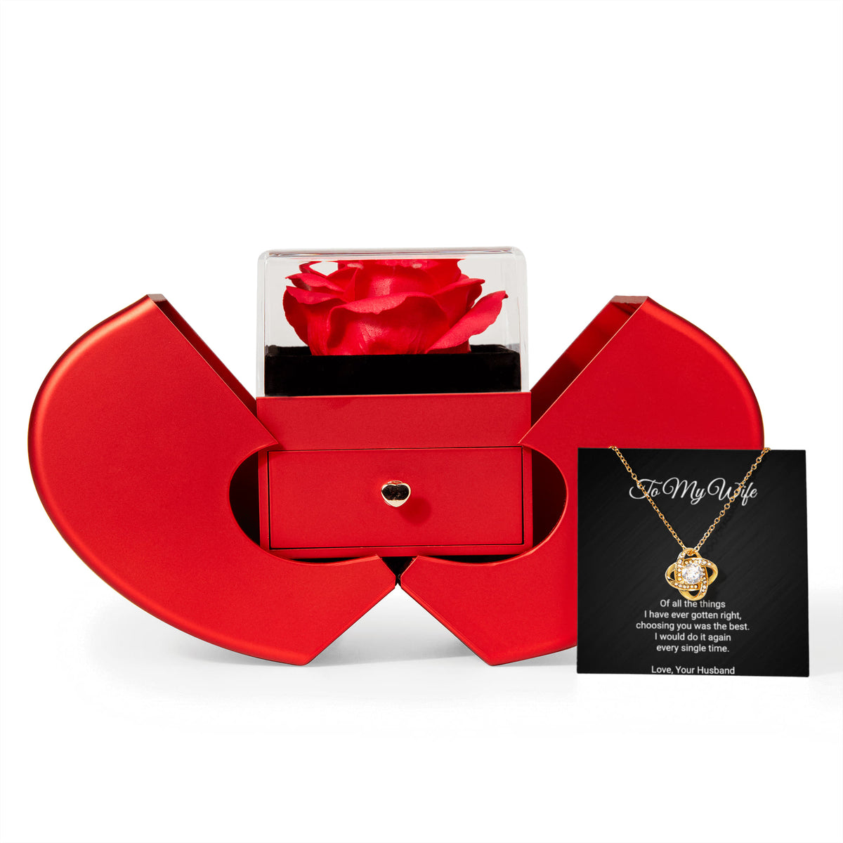 To My Wife — Love Knot with Red Rose Box